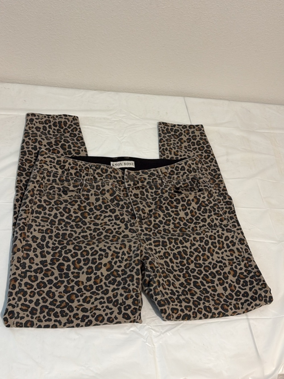 Knox Rose Leopard Print Skinny Jeans in Brown and Black
